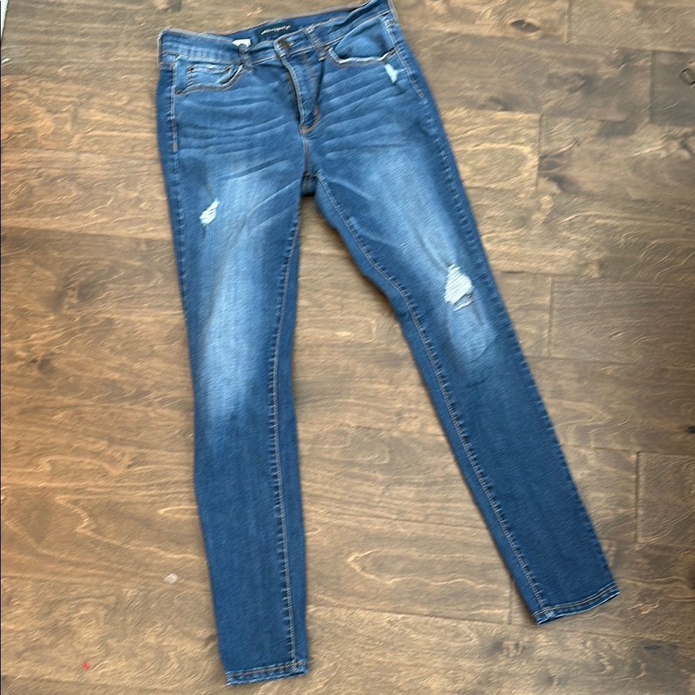 Aeropostale Blue Skinny Jeans with Distressed Details